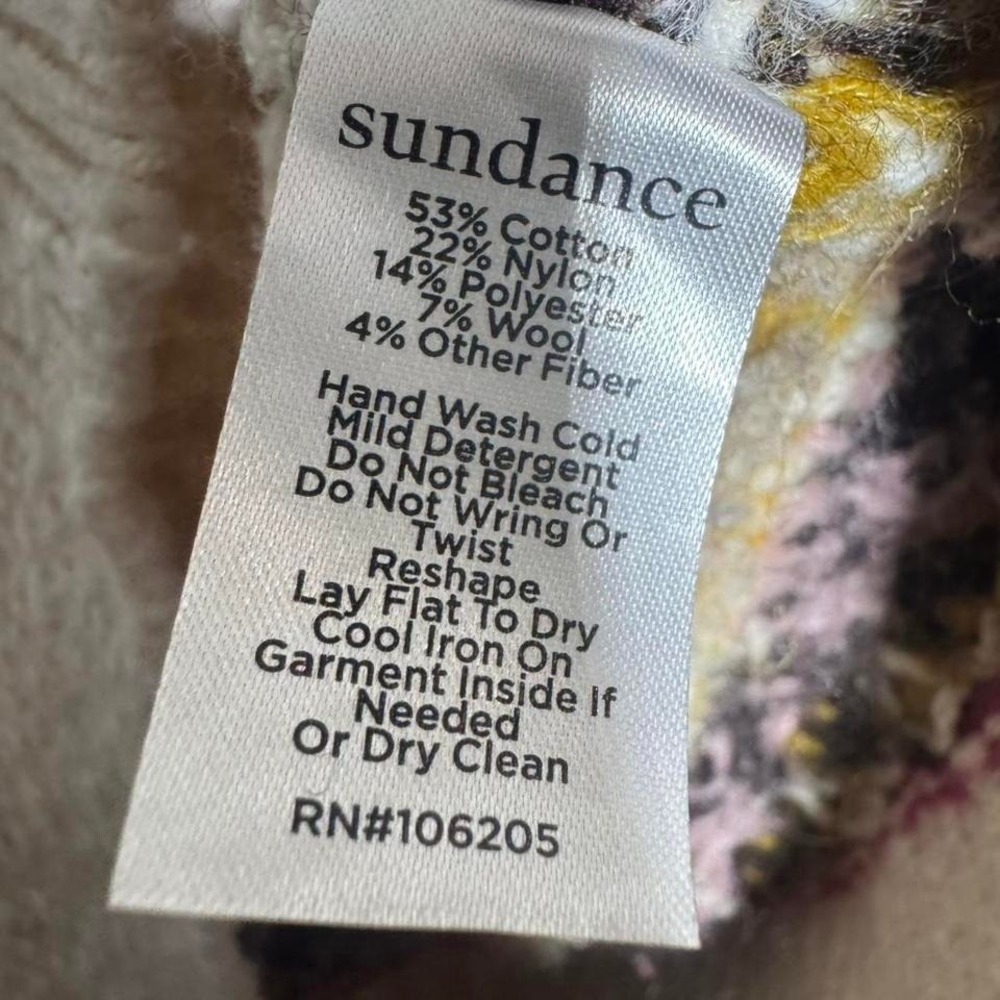 Sundance Cream and Pink Patterned Sweater Size Large 7% Woll Nordic Indie Boho - Picture 5 of 8